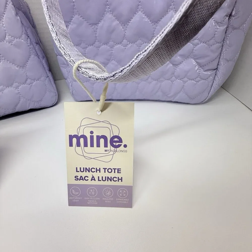 Mine By MyTagalongs Purple Heart Quilted Lunch Tote Lot Of 2 Nordstrom Bags New